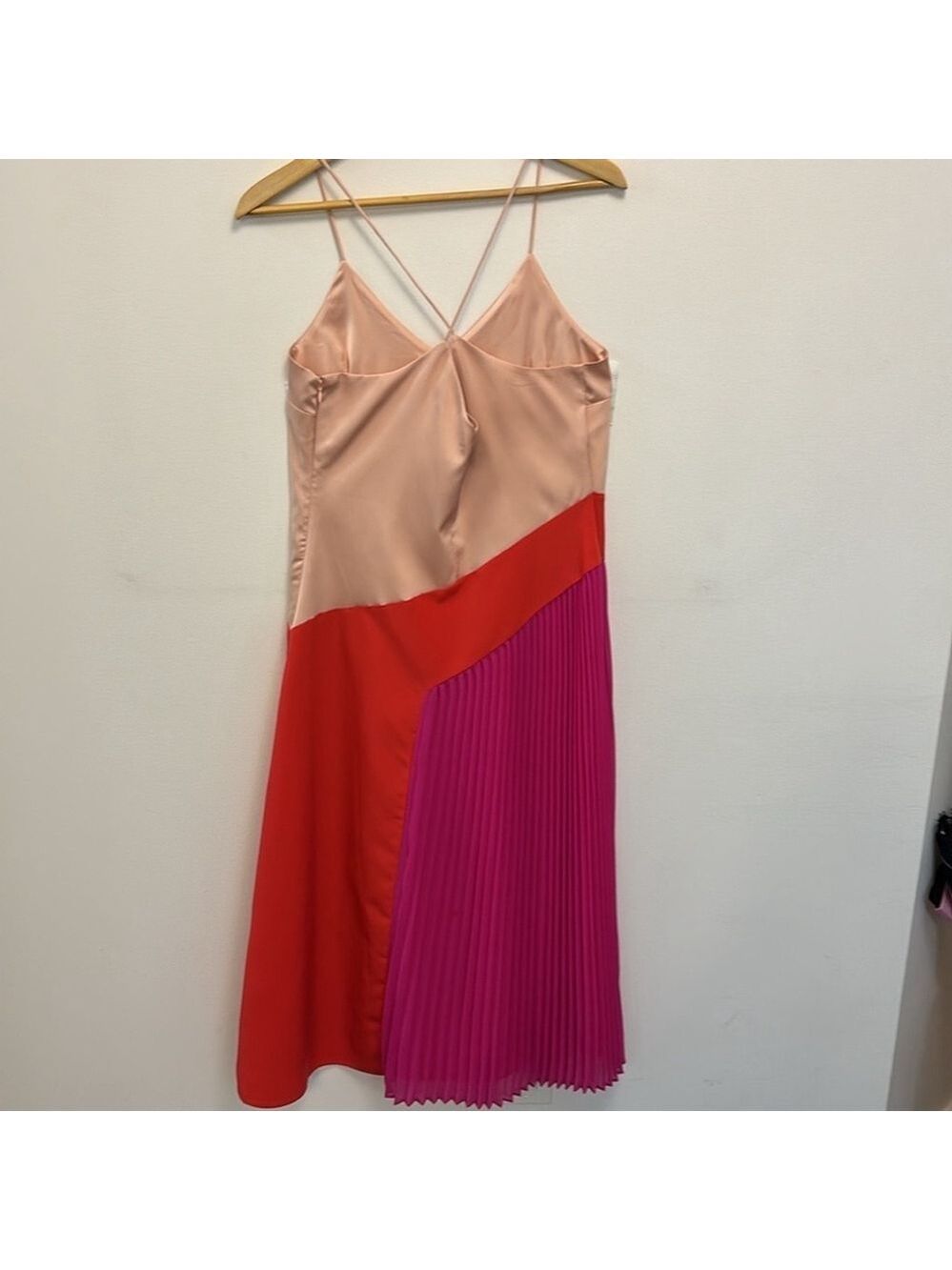 CUSHNIE X Target satin dress sleeveless lined pleated skirt pink red size 12 NEW - Picture 5 of 12